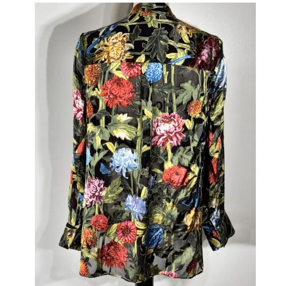 Alice & Olivia Floral Pattern Sheer Blouse, Women's Size Small - Picture 4 of 6